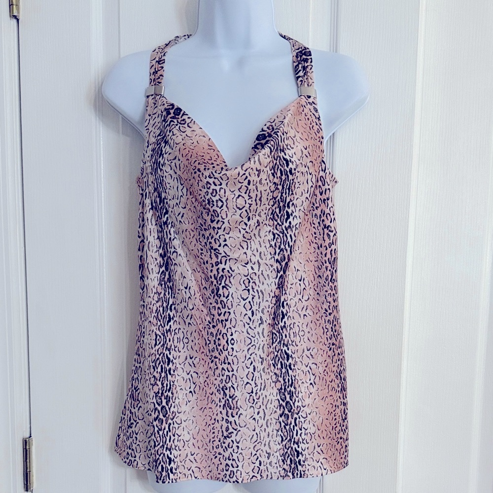Cache Pink and Black Leopard Print Camisole